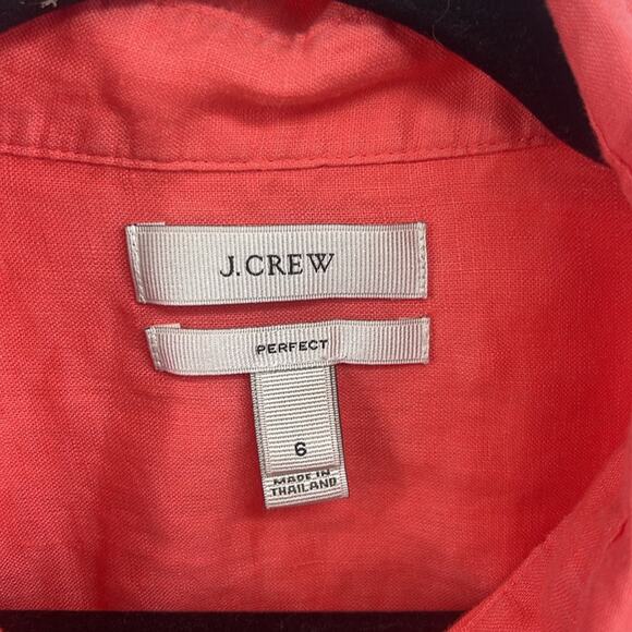J. Crew Perfect Fit 100% linen long sleeve button up shirt sz 6 - Picture 5 of 7